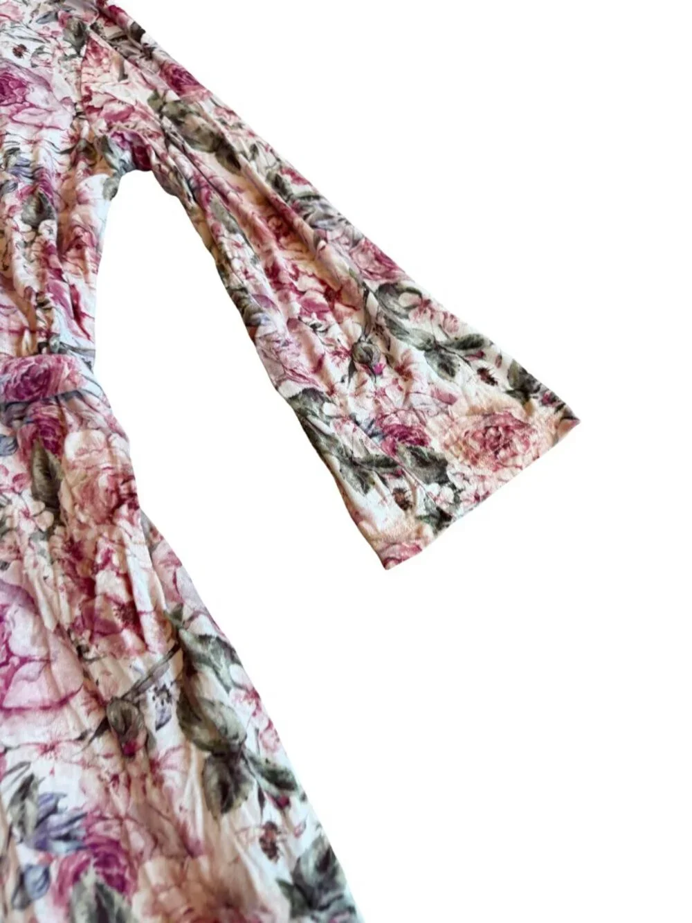 Posh Peanut Rose Print Robe Bumblebee Tie Waist Stretch Maternity Nursing Large